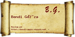Bendi Géza névjegykártya